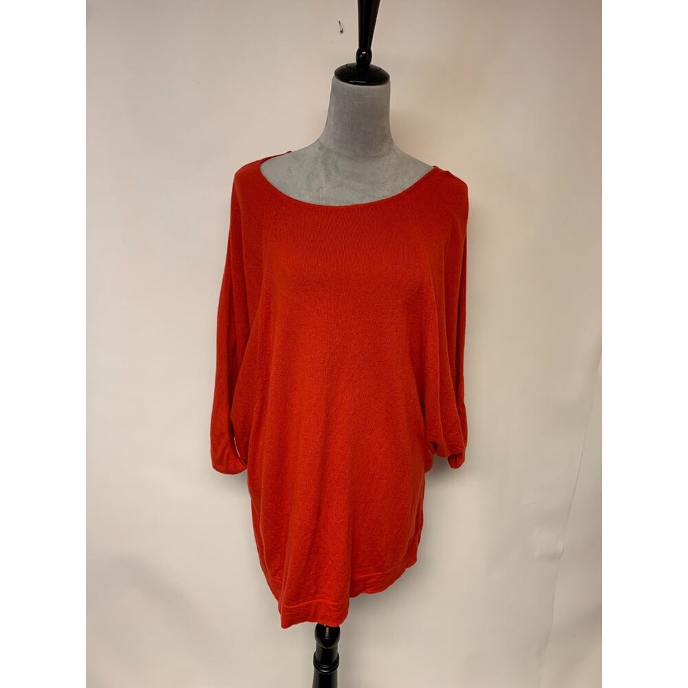 John Laing Cashmere Made in Scotland Red Quiet Luxury Batwing Womens SZ L